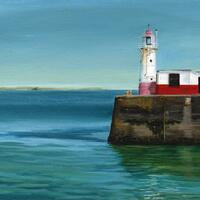 Newlyn lighthouse / Acrylic on canvas board / 30cm x 25cm