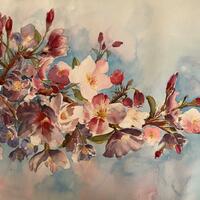 Cherry Blossoms/watercolour/17x24"