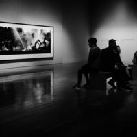 9/11 exhibition at the Imperial War Museum, London- Black and White Photograph
