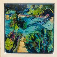 “Blue Lagoon”, acrylic on cradled board, 20x20cm