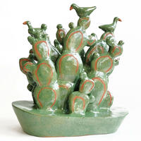 'Green Cactus Ark', ceramic, 25 x 23 x 13 cms