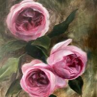 Three Pinks, oil on panel, 9 x 12 inches