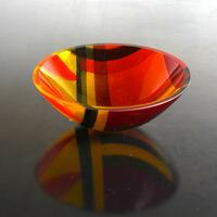 Tartan Bowl Kiln Formed Glass 10cmD  