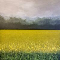 Field Across Stonor, Acrylic on canvas, 50cm x 50cm