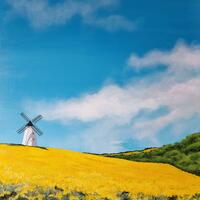 The White Windmill, Acrylic on canvas, 50cm x 60cm