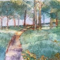a path to the trees, mixed media, 