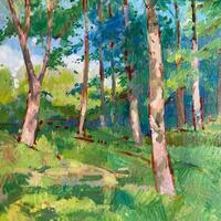 Sunlight in the Trees, oil, 41 x 41