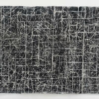 Herringbone Grid / ink on paper, on aluminium / 54 x 74 cm