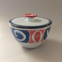 Deep lidded blue and red Bowl