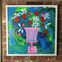 Pink Urn with Flowers/Acrylic on canvas/60cm x 60cm