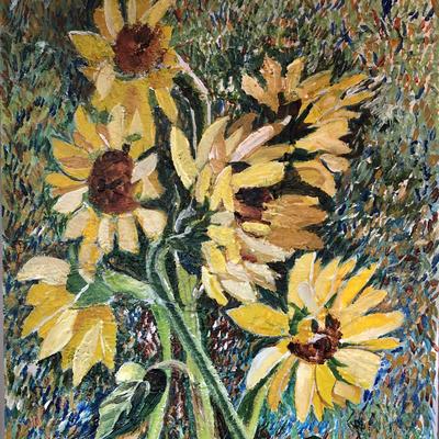 Sunflowers / acrylic / 50 x 60.5 cm
