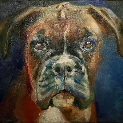 Boxer . oil on canvas . 