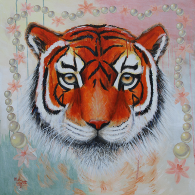 'Watchful Waiting', Indian Tiger painting / Acrylic / 76cmX76cm