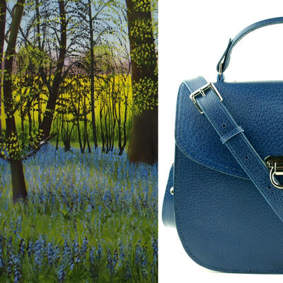 Artists at Studio 21 Cool Blue Wood Revisited No 2 and Blue Suzie Bag , Leather, w 23 x 20 cm