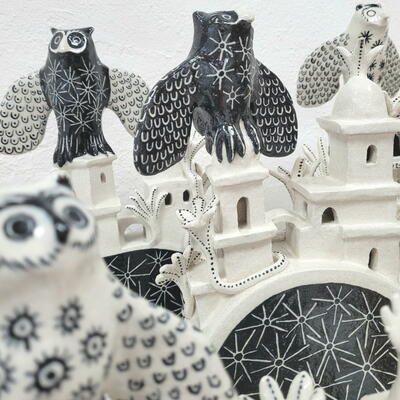 Ceramics from Owl Series, various sizes