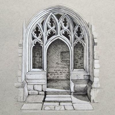 Cloisters, New College Oxford/Mixed Media/ 8" x 10"