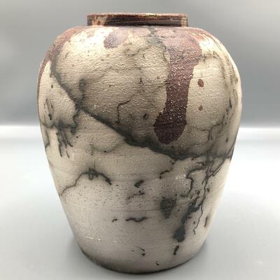 Horsehair Vase/Raku Clay/15cmx12cm
