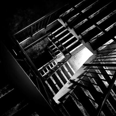 ‘Escher Staircase’ Abstract- Black and White Photograph