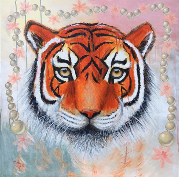 'Watchful Waiting', Indian Tiger painting / Acrylic / 76cmX76cm