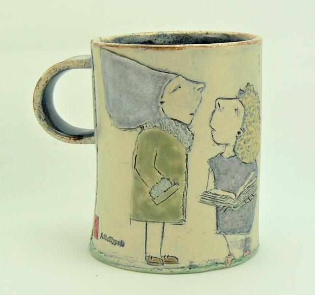 What was that? mug  / glazed ceramic /12cm tall 