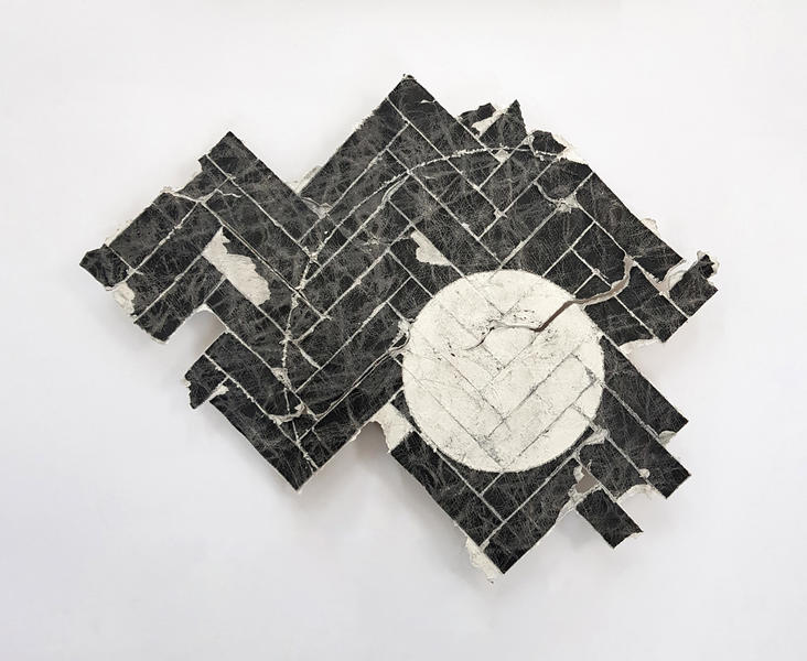 Circle on Herringbone Fragment / ink on paper, mounted on aluminium/ 75x95cm