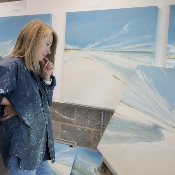 Jane Skingley at work in her studio at The Base Greenham