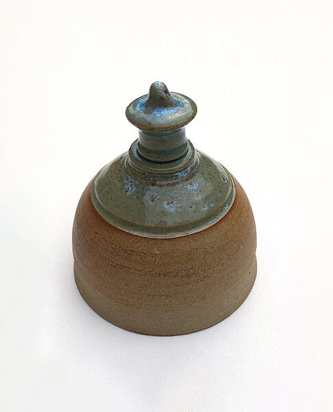 Stoneware flask with stopper. Height 3.75 inches 