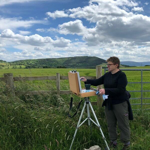 Painting en plein air, Roseberry Topping, North Yorkshire