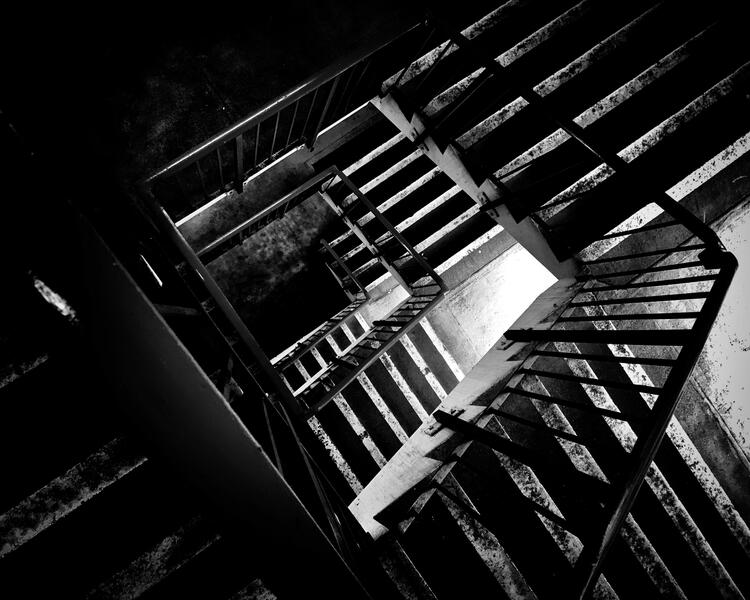 ‘Escher Staircase’ Abstract- Black and White Photograph