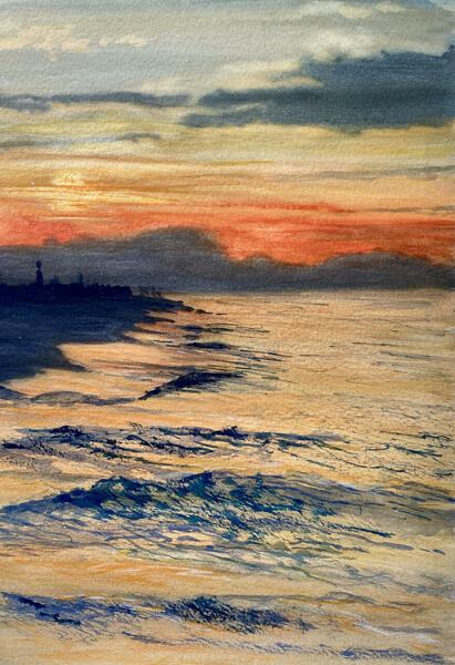 Mediterranean Sunset/watercolour/25x35cm