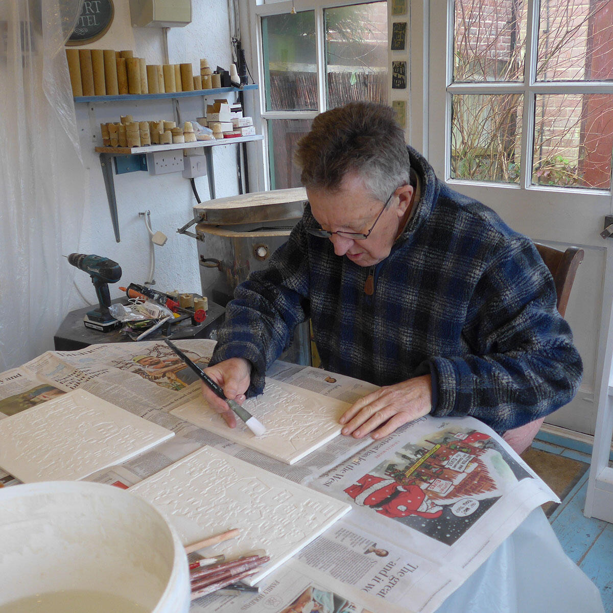 John Brazendale at work in his studio