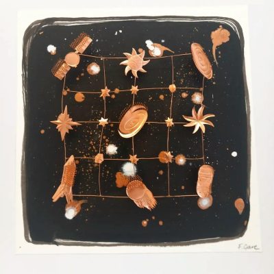 Cosmos2/Copper wire & ink on paper/45x45cm