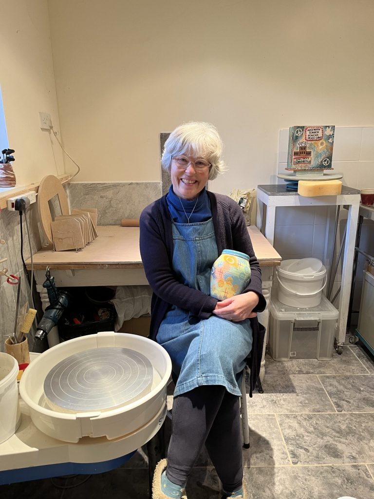 Jan in her home studio