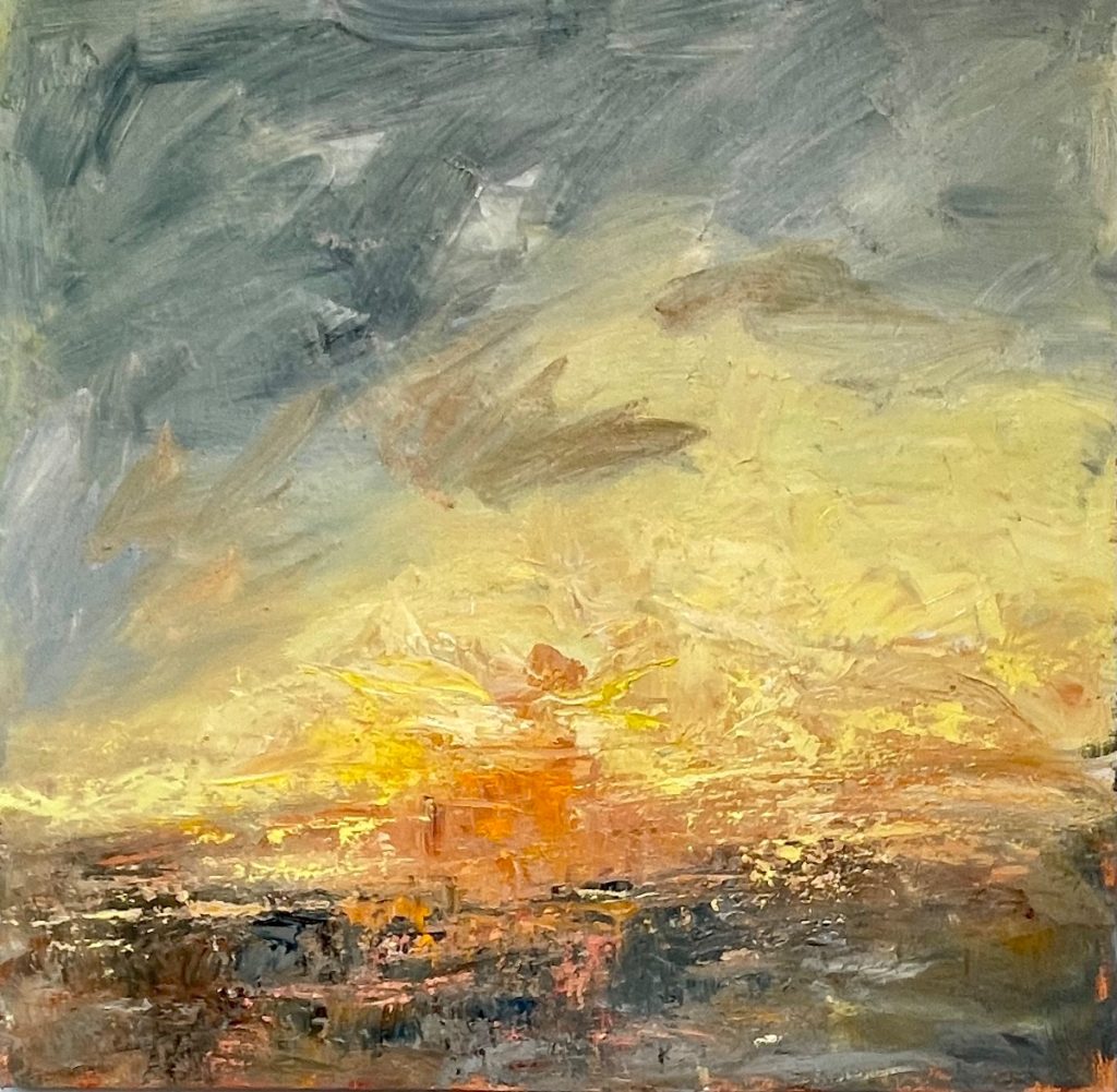 Coming Home Along the Lane oil on canvas 80x80x4