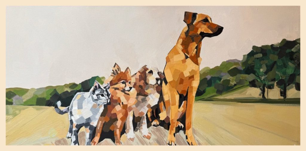 Fantastic Four, Acrylic painting, 70 x 35 cm