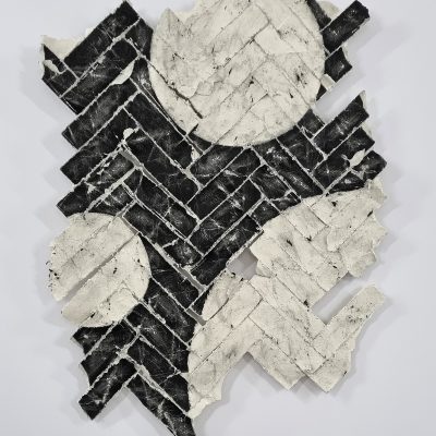 Three Circles on Herringbone Grid Fragment / ink on paper / 74x56cm