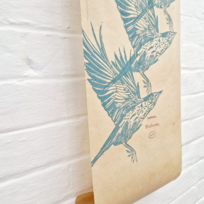 Mistlethrush, Lino print on piano roll, £50