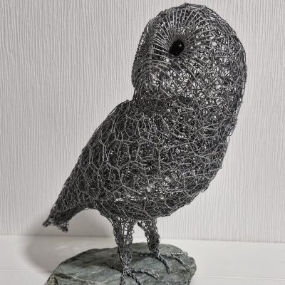 Barn owl / wire / lifesize