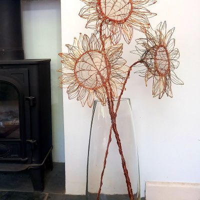Sunflowers/Copper wire/80x23x23cm