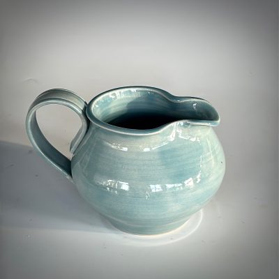 Thrown Jug with extruded handle, white stoneware, 180mm (h)