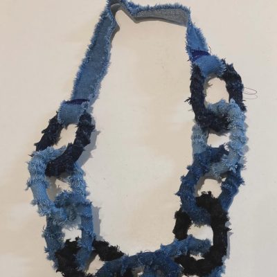 Textile upcycled denim necklace