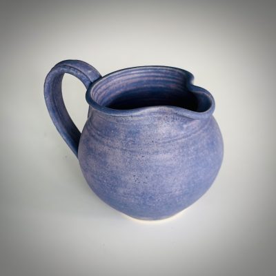 Thrown Jug with extruded handle, white stoneware, 150mm (h)