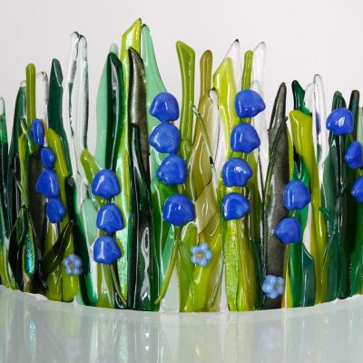 Bluebells among the grass/Kiln formed glass/12 x 24 cm