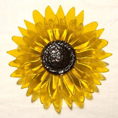 Sunflower deep bowl/Kiln formed glass/26cm