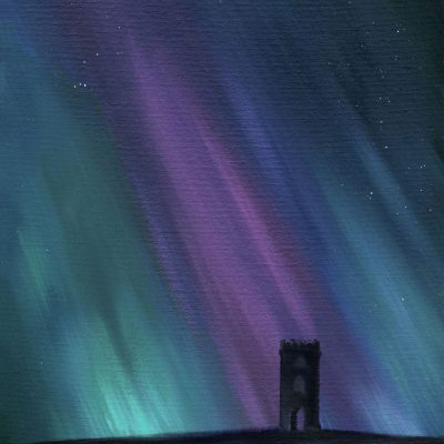 Aurora over the Folly / Oil on canvas board / 25cm x 30cm