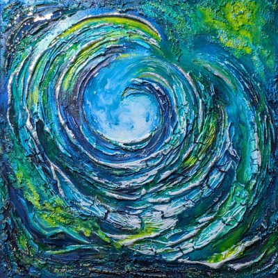 Chasing the Light - Mixed media/resin - 40x40cm
