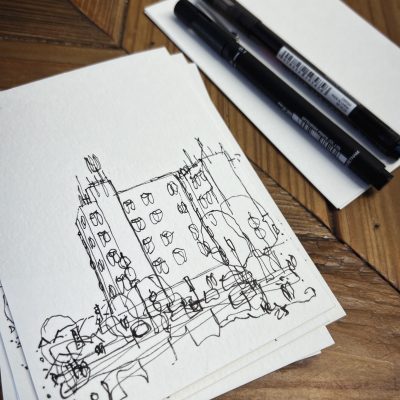 BT Building, Newbury- Pen & ink sketch (part of a postcard series of Newbury landmarks)