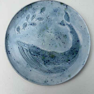 Blue whale/stoneware/26cm diam