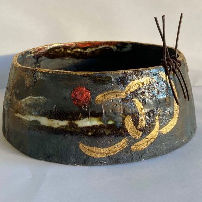 Winter hedgerow. Black stoneware with porcelain inclusions.