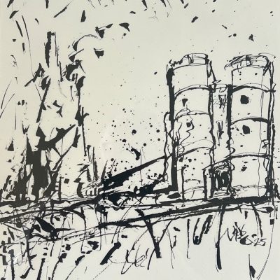 Donnington Castle, Newbury- Plein air Cola pen and ink sketch study